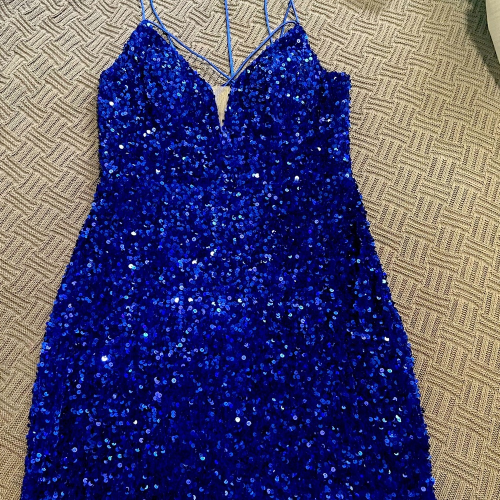 Royal blue sequence dress